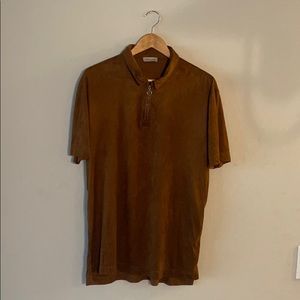 ZARA MAN COLLARED SUEDE SHIRT WITH NECK ZIPPER